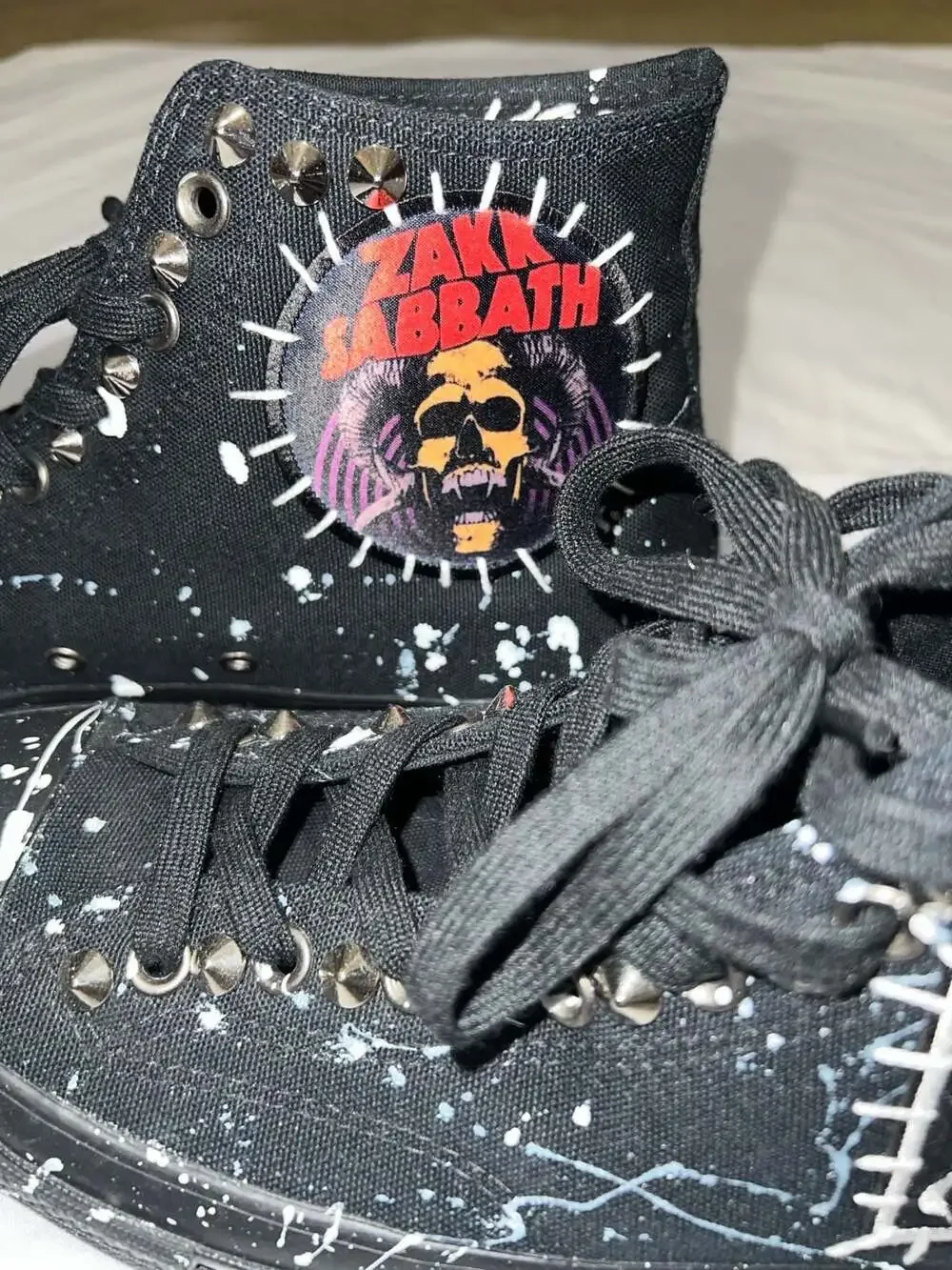 Custom Black Label Society Zakk Sabbath Studded Paint Splatter  Size 12 - Picture 3 of 10
